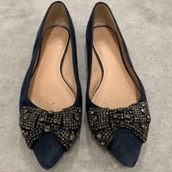 Tory burch rhinestones bow flats size 7 - Picture 1 of 1